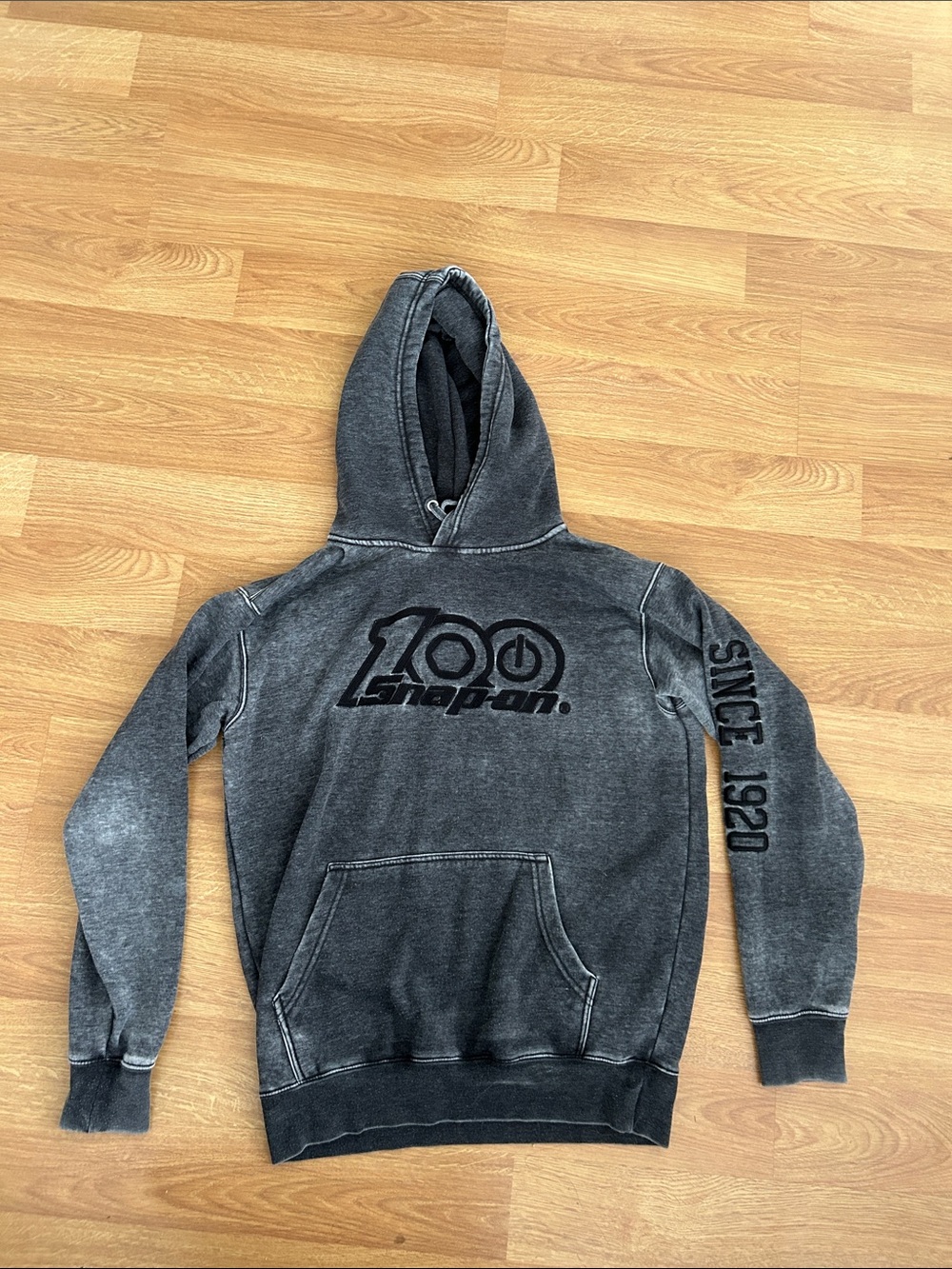 100 Anniversary Snap On Grey Distressed Hoodie - M
